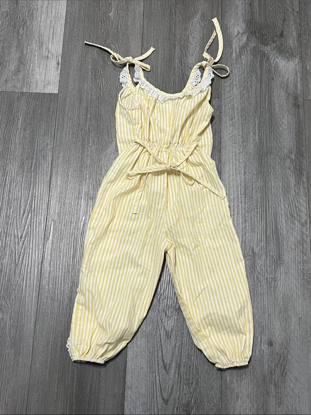 Carter’s toddler vintage light yellow striped one piece romper / size 2T